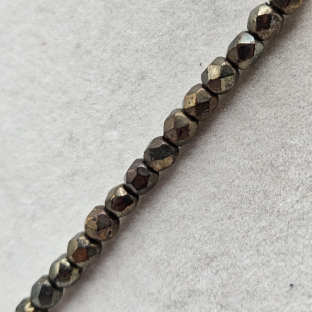 VINTAGE Glass Swirl Pendant Copper Tone Beaded Necklace